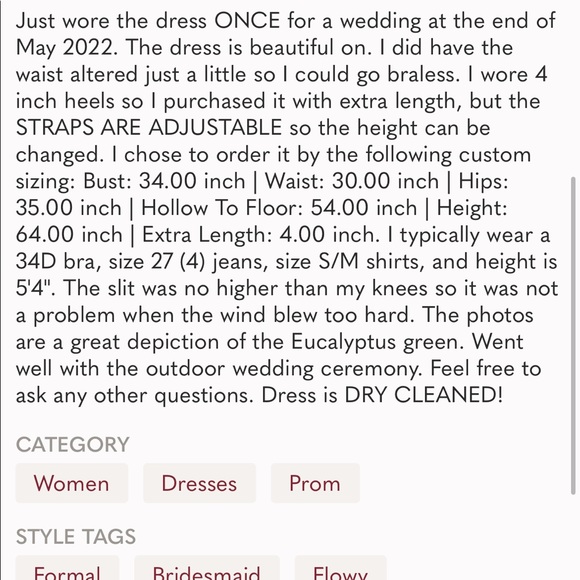 Azazie Full Length Gown in Eucalyptus Color, Size 4 - Picture 4 of 4